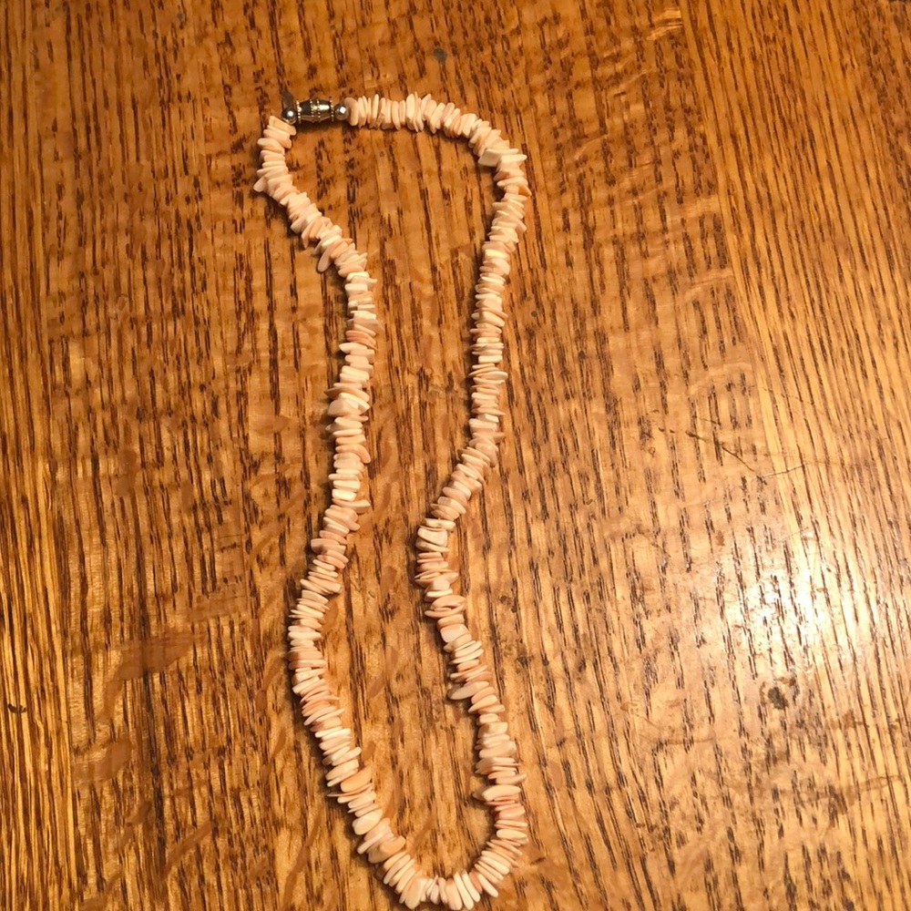 Hawaiian light pink pooka shell necklace